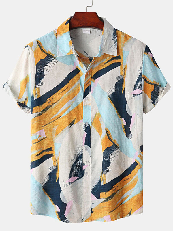 Chemise à manches courtes à imprimé floral pour hommes