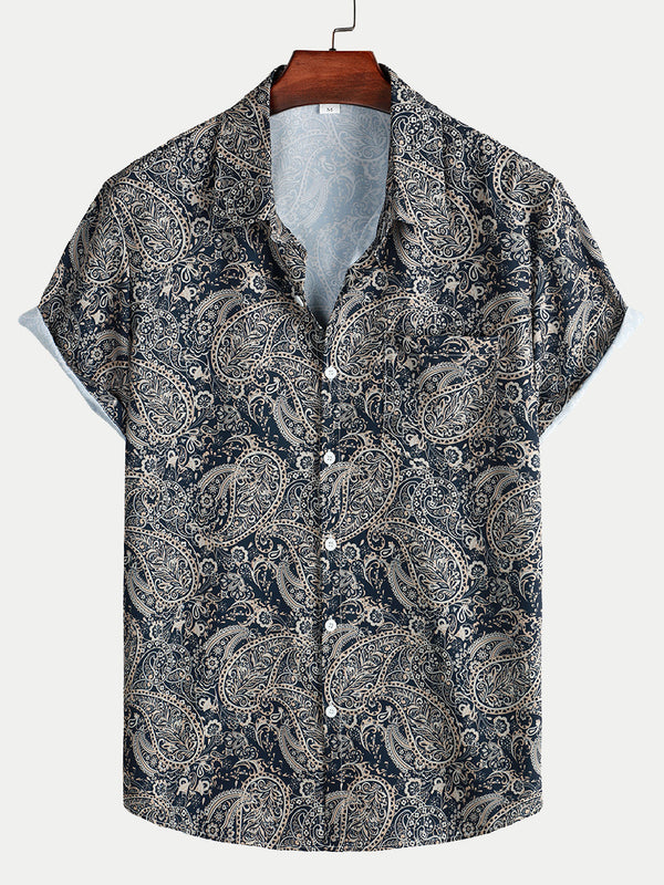 Men's Paisley Print short sleeve shirt