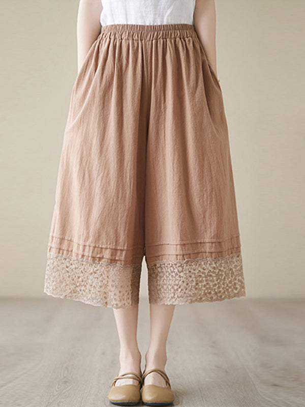 Oversized lace patchwork skirt pants