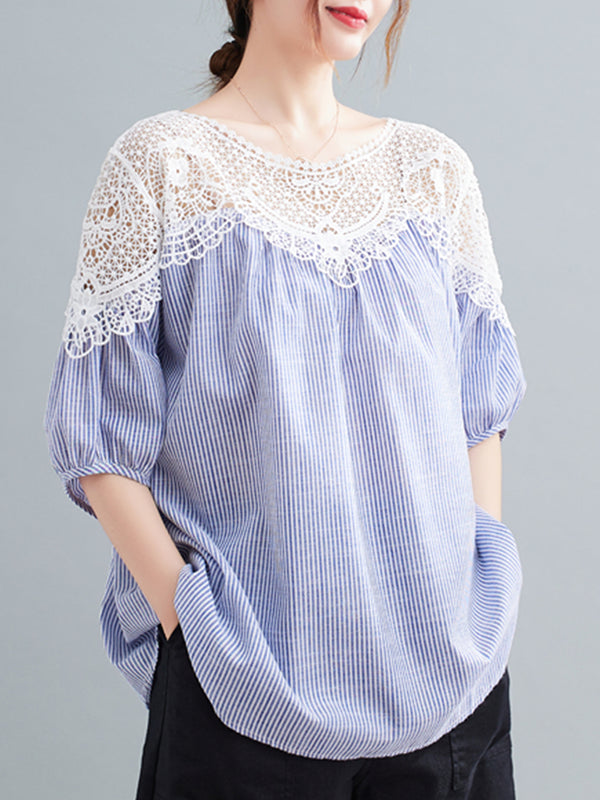 Lace patchwork shirt