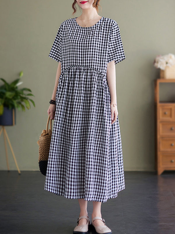 Checkered Short Sleeve Dress