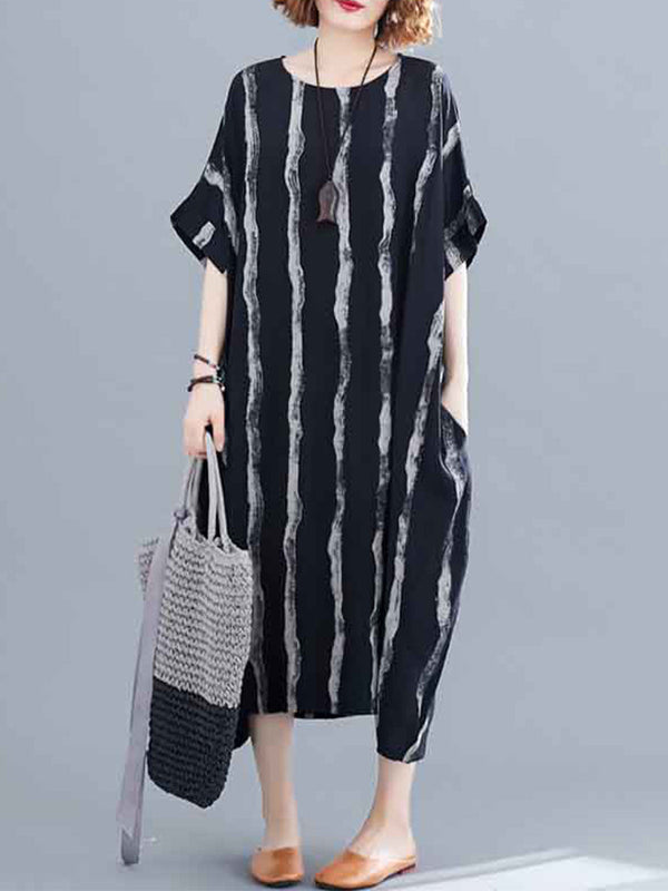 Vertical pattern casual dress