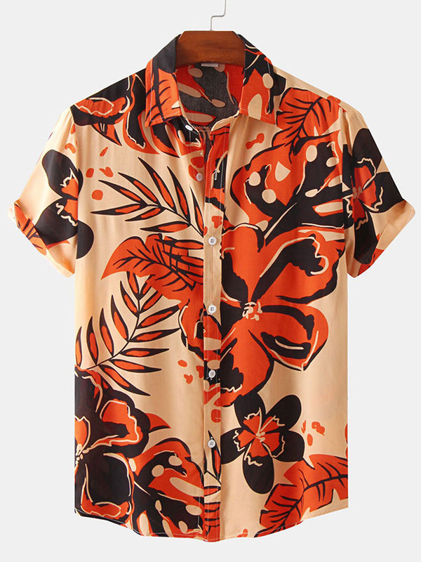 Men's leaf short sleeve shirt