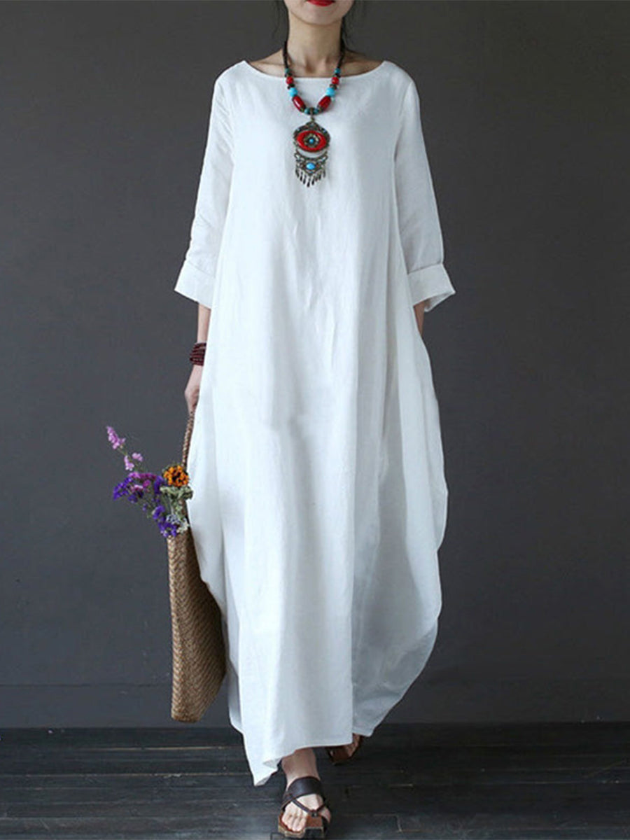 Solid linen oversized dress