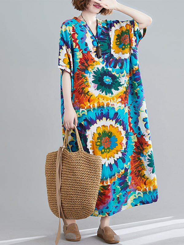 Leisure printed ethnic style dress