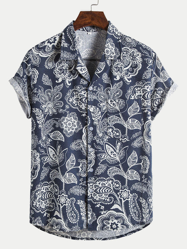 Chemise à manches courtes à imprimé floral pour hommes