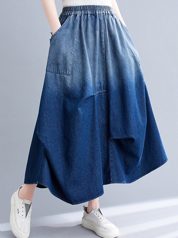 Oversized gradient jeans skirt