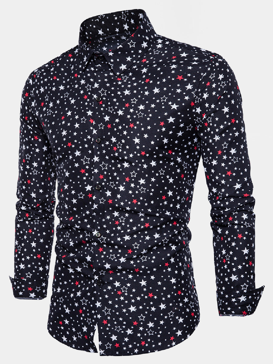 Chemise à manches longues à imprimé étoiles pour homme