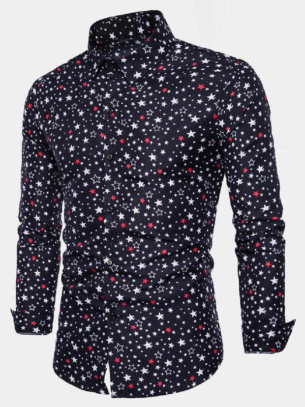 Chemise à manches longues à imprimé étoiles pour homme