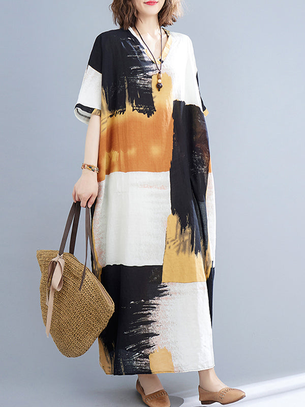 Block Panel Printed Dress