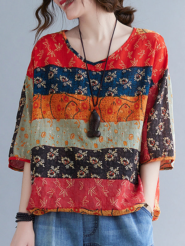 Multi striped ethnic style shirt