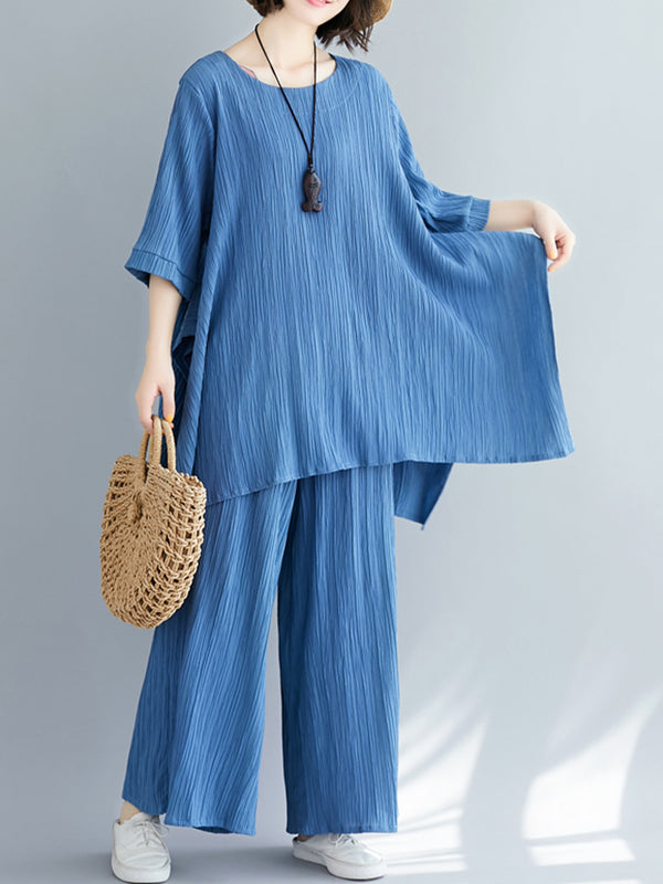 Blue casual comfortable loose set