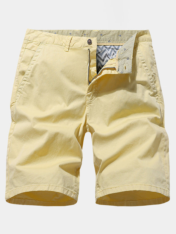 Men's Solid Beach Cotton Casual Shorts