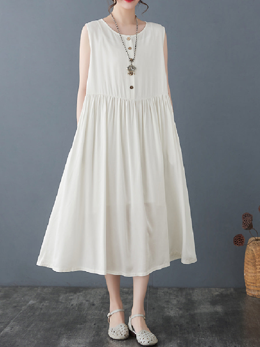 Solid Casual Cotton Dress