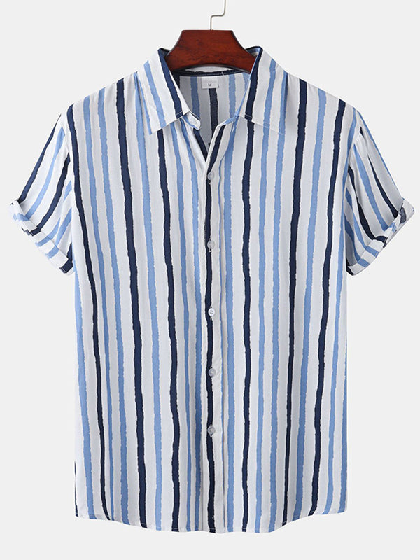 Chemise à manches courtes à imprimé vertical pour homme