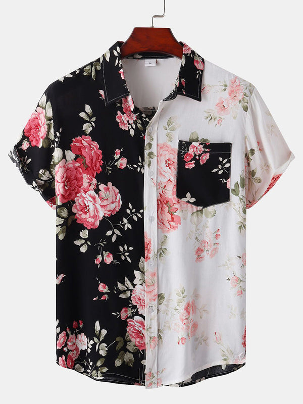 Chemise à manches courtes à imprimé floral pour hommes