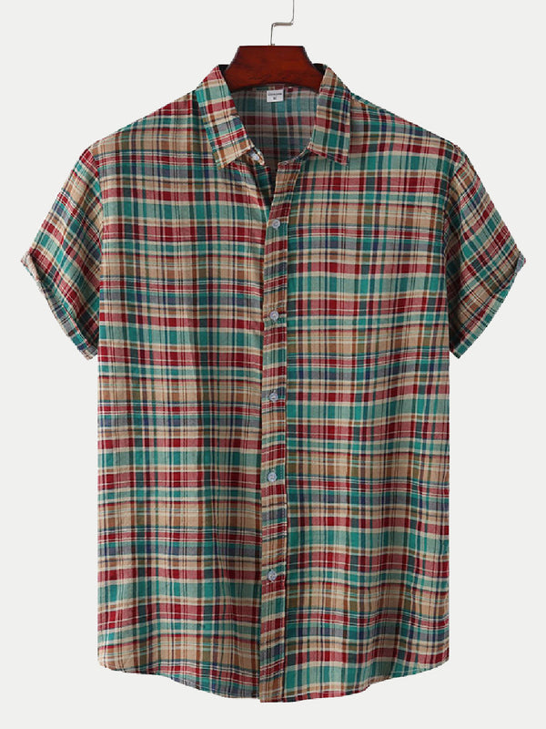 Men's Checkered Print short sleeve shirt