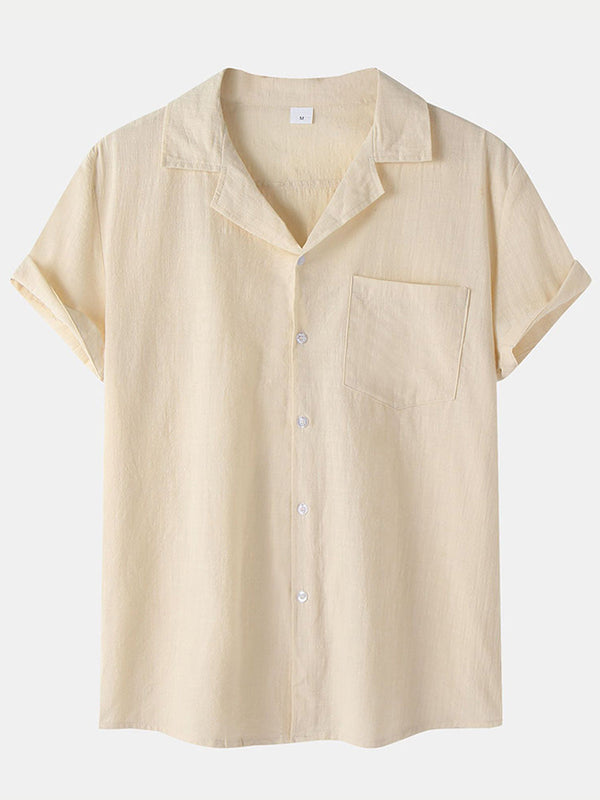 Chemise à manches courtes en coton uni pour hommes