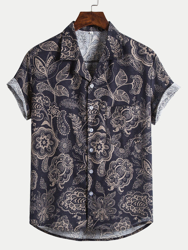 Chemise à manches courtes à imprimé floral pour hommes