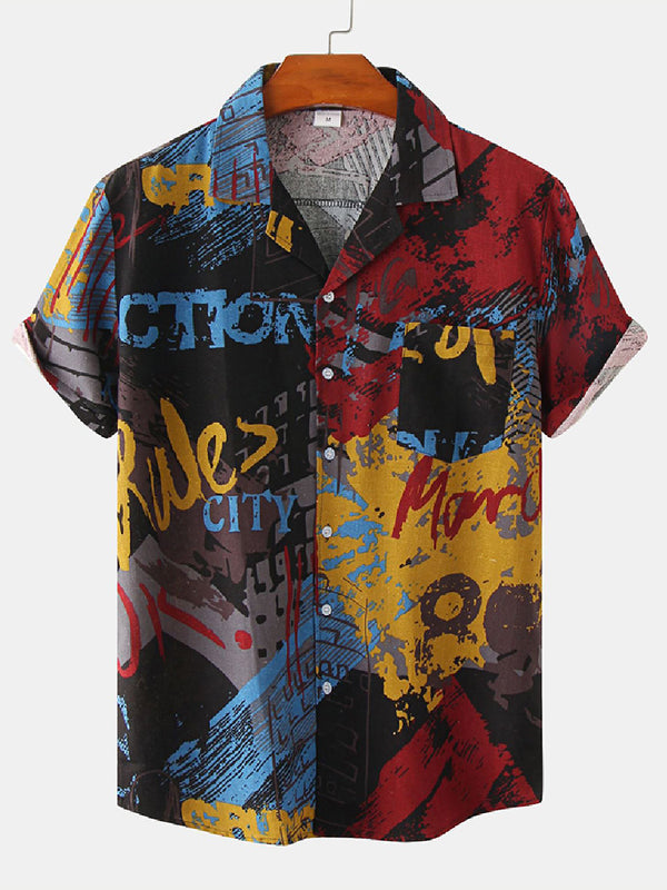 Men's Graffiti Print short sleeve shirt