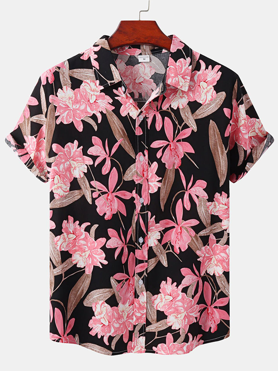 Chemise à manches courtes à fleurs pour hommes