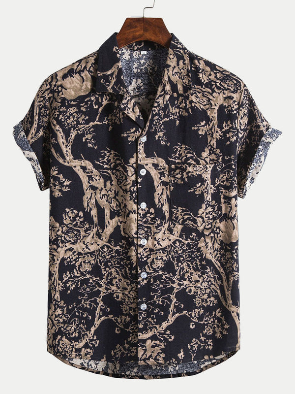 Chemise homme manches courtes imprimé branches