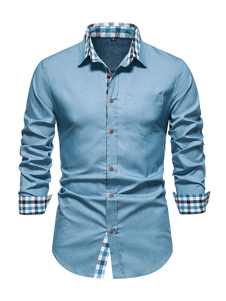 Camicia a maniche lunghe casual scozzese da uomo