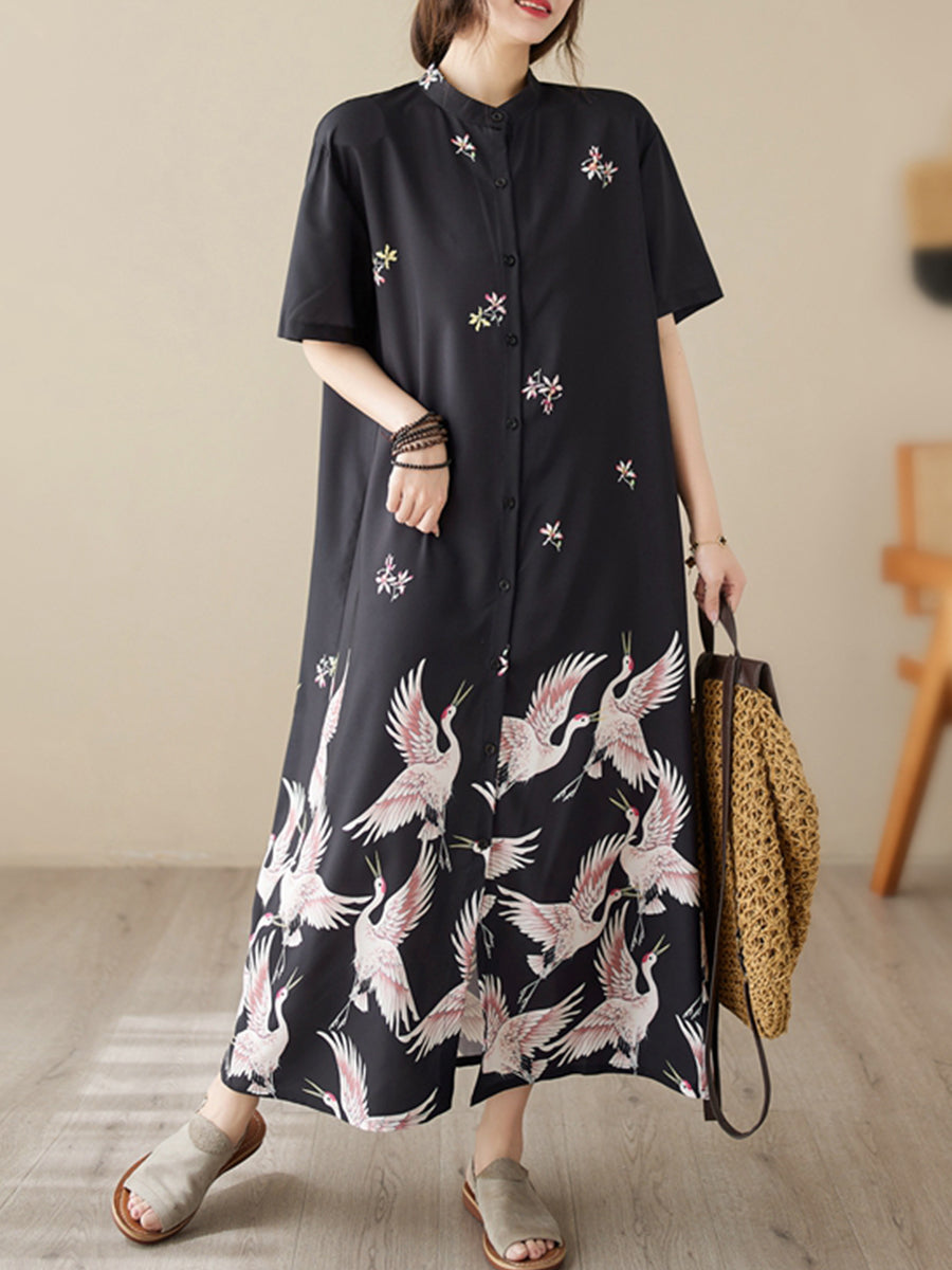 Flying Bird Print Dress