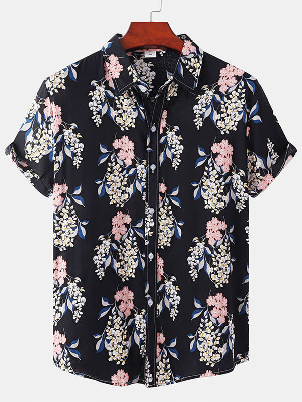 Chemise à manches courtes à imprimé floral pour hommes