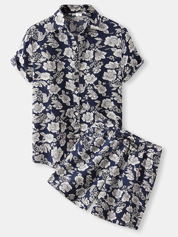 Ensemble chemise et short à imprimé floral pour hommes