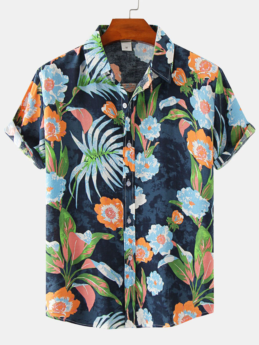 Camicia a maniche corte casual hawaiana da uomo