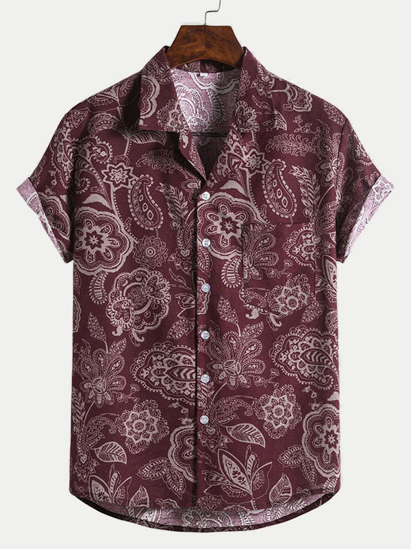 Chemise à manches courtes à imprimé floral pour hommes