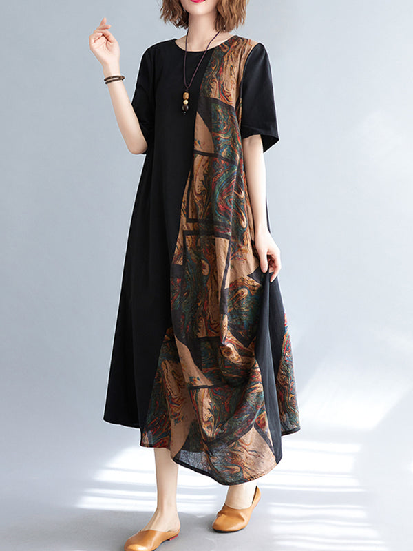 Asymmetric Art Print Dress