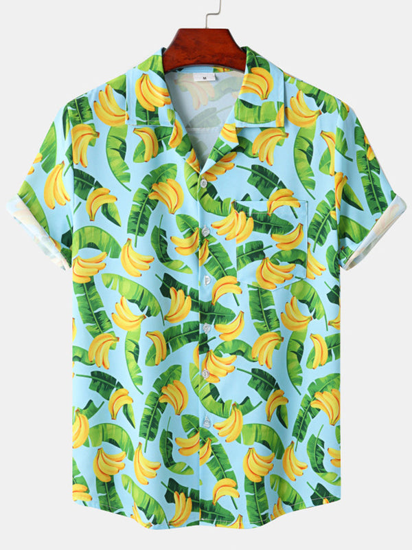 Men's fruit print short sleeve shirt