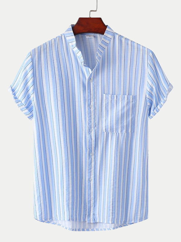 Chemise à manches courtes à imprimé vertical pour homme