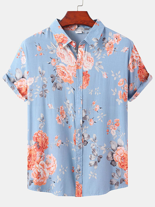 Chemise à manches courtes à imprimé floral pour hommes