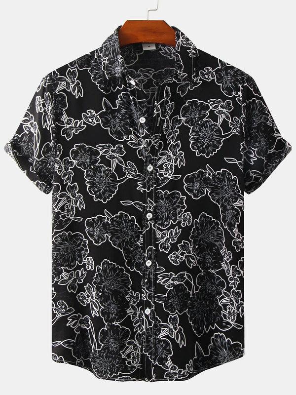 Chemise à manches courtes à fleurs pour hommes