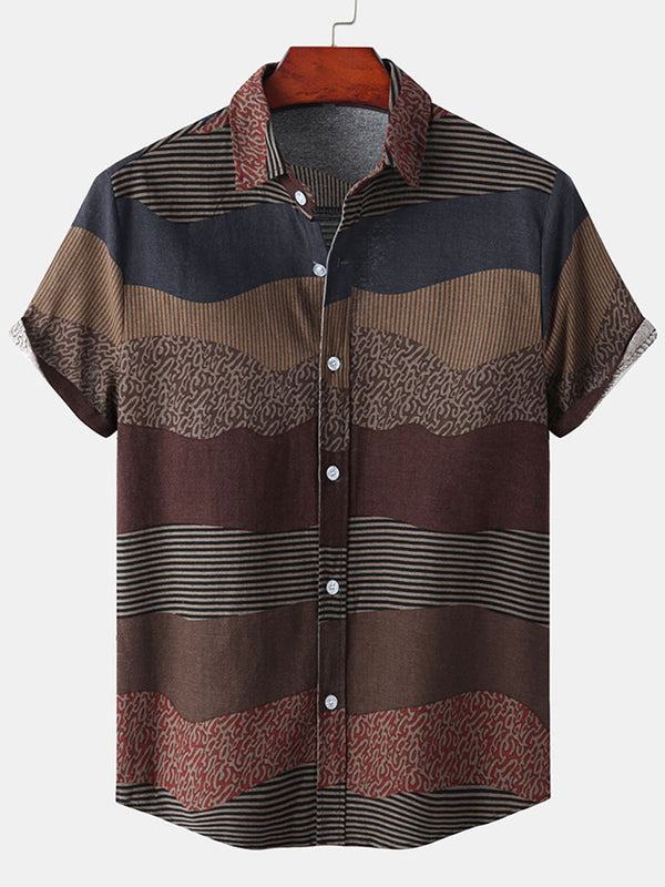 Men's Contrast casual short sleeve shirt