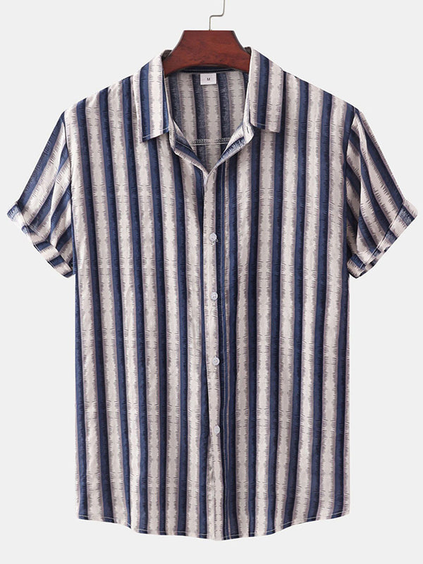 Chemise à manches courtes à imprimé vertical pour homme