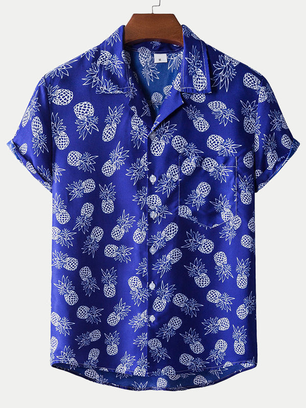 Camicia da uomo a maniche corte con stampa ananas