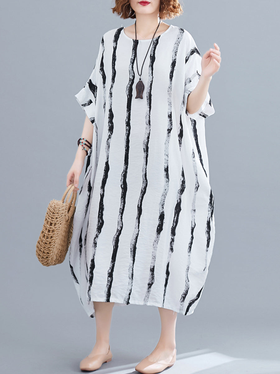 Vertical pattern casual dress