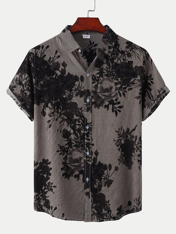 Chemise à manches courtes à imprimé floral pour hommes