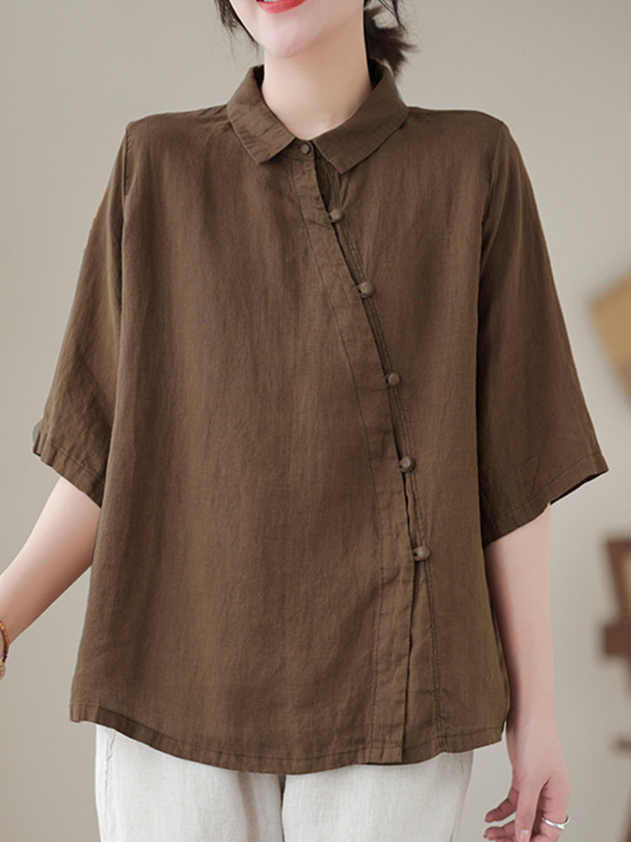 Diagonal button large shirt