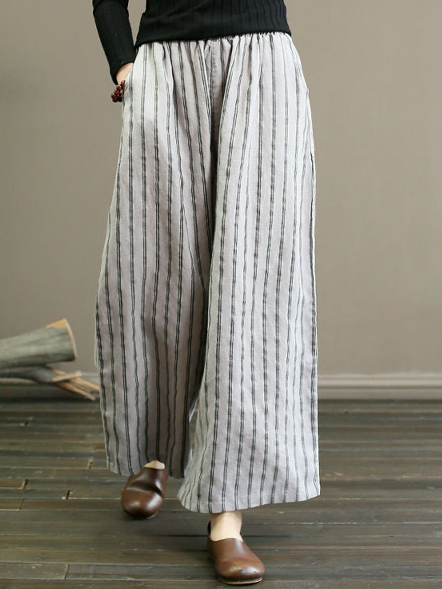 Striped wide leg pants