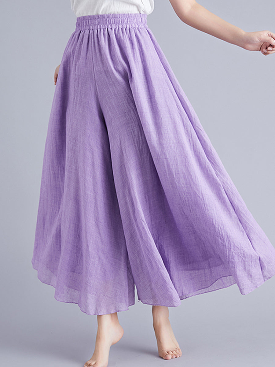 Solid irregular wide leg skirt pants