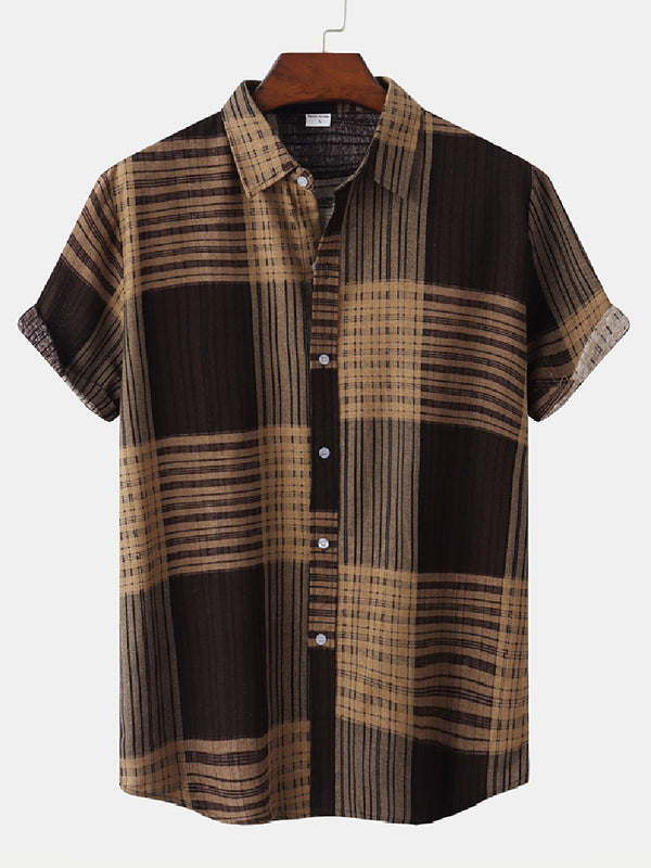 Men's Checkered Print short sleeve shirt