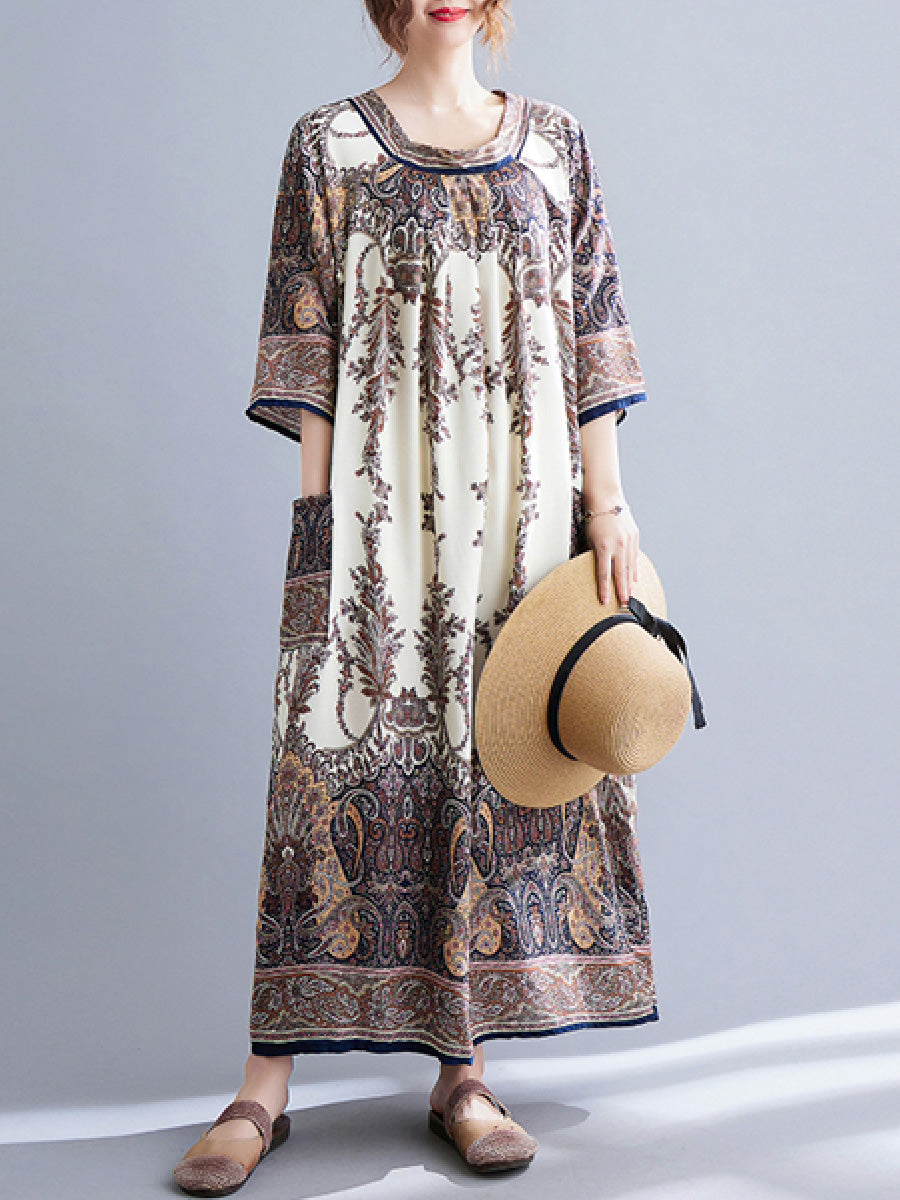 Retro Print Casual Dress