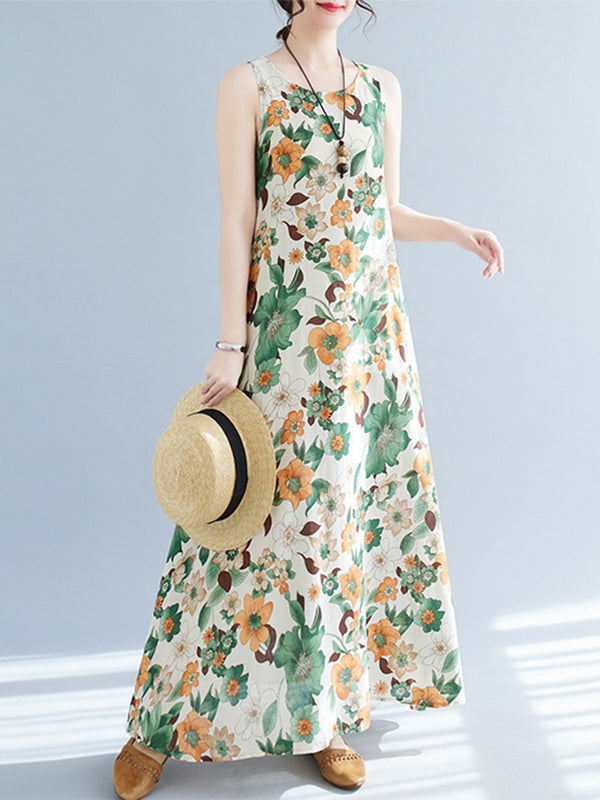 Sleeveless Tank Top Printed Long Dress