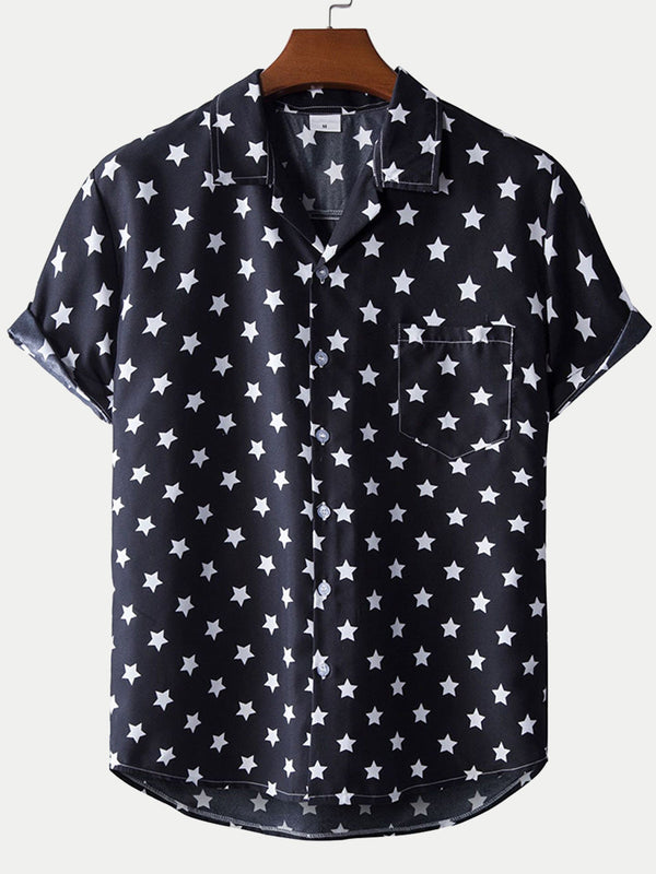 Men's star print short sleeve shirt