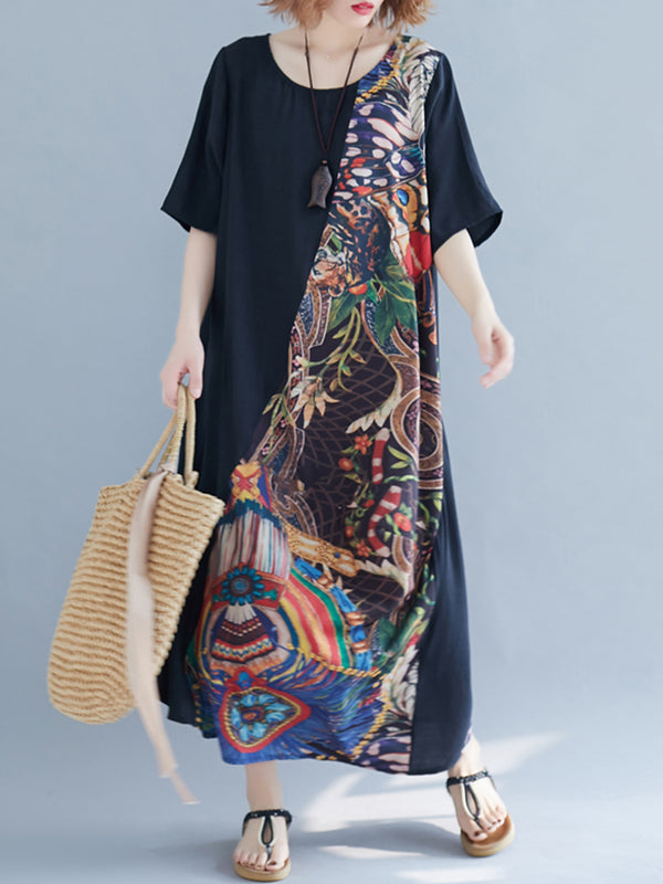 Asymmetric Art Print Dress